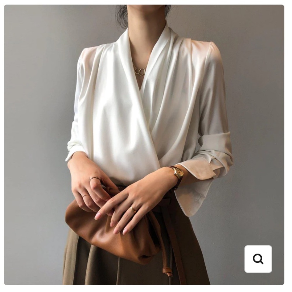 Acetate Fascinating Nights Satin V-Neck Blouse